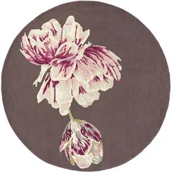 DYWAN Tranquility Round Beige, brązowo beżowy, motyw kwiatowy, tkany ręcznie - Dywany - miniaturka - grafika 1