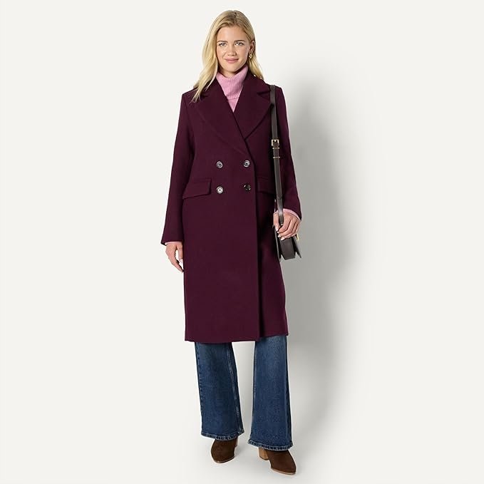 AMAZON ESSENTIALS DŁUGI PŁASZCZ KLASYCZNY BORDOWY PLUS SIZE XXL 17AA