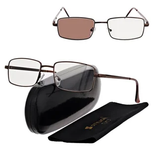 Plusy +1.50 Fotochromowe okulary do czytania z flexami ST342A brązowe - Okulary korekcyjne, oprawki, szkła - miniaturka - grafika 1
