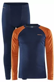 Bielizna sportowa męska - Zestaw męski funkcjonalny Spodnie oraz koszulki Craft Ciepła warstwa podstawowa Ciemny niebieski z pomarańczą - grafika 1