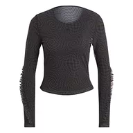 Koszulki i topy damskie - adidas Koszulka damska (Long Sleeve) Yga St AOP Ls, czarna, HR5076, S - miniaturka - grafika 1