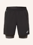 Spodenki damskie - Asics Szorty Do Biegania 2 W 1 Road schwarz - miniaturka - grafika 1