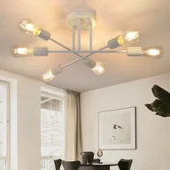 Lampy sufitowe - NETTLIFE E27 lampa sufitowa 6-lekka lampa retro biały żyrandol oświetlenie przemysłowe styl rustykalny oświetlenie salonu, maks. 25W - miniaturka - grafika 1