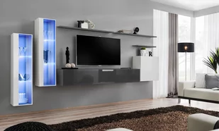 Meblościanka ASM Swap XI, biało-grafitowa, 330x160x40 cm - Meblościanki - miniaturka - grafika 1