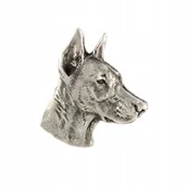 Broszki - Doberman Dobermann posrebrzany pin, broszka - miniaturka - grafika 1