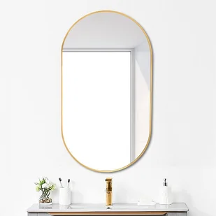 Owalne lustro ścienne złote 50x70 cm – elegancja, funkcja obrotowa i oszczędność miejsca w nowoczesnej łazience - Lustra Owalne lustro ścienne złote 50x70 cm – elegancja, funkcja obrotowa i oszczędność miejsca w nowoczesnej łazience - Lustra - miniaturka - grafika 1