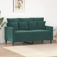 Sofy i kanapy - Sofa 2-osobowa, ciemnozielona, 120 cm, tapicerowana aksamitem - miniaturka - grafika 1