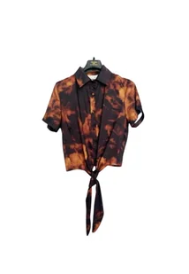 Camicia corta con nodo Donna TRASH AND LUXURY fantasia tie dye - Koszule damskie - miniaturka - grafika 1