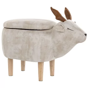 Beliani Pufa zwierzak ze schowkiem beżowa REINDEER - Taborety i hokery - miniaturka - grafika 1