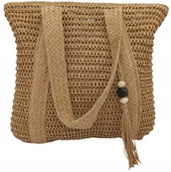 Torebki damskie - TORBA PLAŻOWA BOHO ZAPLATANA MIEJSKA SHOPPERKA NA PLAŻĘ NA ZAKUPY DUŻA - miniaturka - grafika 1