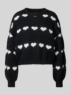 Sweter z dzianiny o kroju regular fit z wzorem dzianinowym w kształcie serca model ‘NOVE’ - Swetry damskie - miniaturka - grafika 1