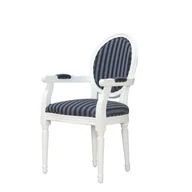 Krzesła - Rokoko/Amaretta krzesło do jadalni, podłokietniki antyk biały, tkanina czarny szew. - miniaturka - grafika 1