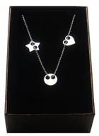 Naszyjniki - Srebrny naszyjnik 3 zawieszki serce kółko 925 - miniaturka - grafika 1