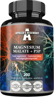APOLLO'S HEGEMONY MAGNESIUM MALATE + P5P JABŁCZAN MAGNEZU Z WITAMINĄ B6 200 KAPSUŁEK - Witaminy i minerały - miniaturka - grafika 1