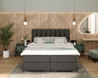 Łóżko kontynentalne LINCOLN materace, 2 pojemniki na pościel - 180x200 - PARIS - Dark Blue