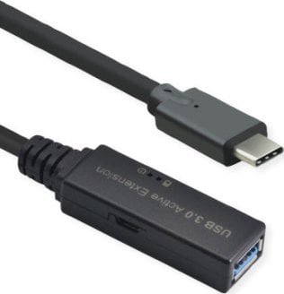 Kabel USB Roline USB-C - USB-A 15 m Czarny