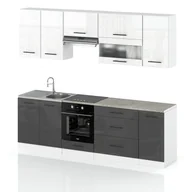 Meble kuchenne - Meble kuchenne modułowe nowoczesne kuchnia marocco 2.6m biały szary połysk - miniaturka - grafika 1