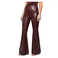Spodnie damskie - GUESS Guess Sabellla damskie spodnie PU Flare, brązowy, 28 - miniaturka - grafika 1
