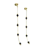 Kolczyki - Kolczyki wiszące beads 77mm - Pozłacana stal chirurgiczna - miniaturka - grafika 1