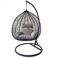 Fotele ogrodowe wiszące - Bujak fotel wiszący okrągły 105 x 70 cm szary - miniaturka - grafika 1