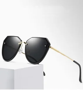 Damskie Przeciwsłoneczne okulary z polaryzacją czarne/złote STL16A - Okulary korekcyjne, oprawki, szkła - miniaturka - grafika 1