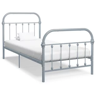 vidaXL Rama łóżka, szara, metalowa, 90 x 200 cm - Łóżka - miniaturka - grafika 1
