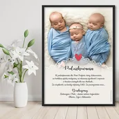 Kartki okolicznościowe i zaproszenia - Plakat podziękowanie dla lekarza, położnej ramka a4 + zdjęcie dziecka, beżowy - miniaturka - grafika 1