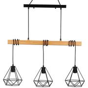 Lampy sufitowe - Polux Lampa wisząca VIGO WOOD z drewnianą wstawką geometryczne klosze 314673 - miniaturka - grafika 1