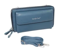 Portfele - Damski Poziomy Portfel Na Pasku Jennifer Jones z Funkcją Torebki 1126-1 Portfelo-Torebka NIEBIESKI 20 x 11,5 x 6 [cm] - miniaturka - grafika 1