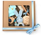 Grzechotki dla dzieci - Prezent na baby shower dla przyszłej mamy, zapakowany eko zestaw, wyprawka - miniaturka - grafika 1