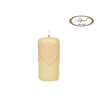 Świece - Świeca pieńkowa 15 x 7 cm koronka IV lakier matowy ecru - miniaturka - grafika 1