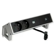 Gniazdka elektryczne - BACHMANN DESK2 2xUTE 1xUSB C 60W 0.2m GST18 INOX - miniaturka - grafika 1