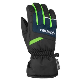 Rękawice zimowe dziecięce z membraną Reusch Bennet R-TEX XT Junior 7712 czarno-zielony - Rękawice narciarskie - miniaturka - grafika 1