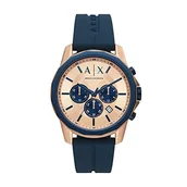 Paski - Armani Exchange Męski zegarek kwarcowy z chronografem z silikonowym paskiem AX1730, NIEBIESKI, pasek - miniaturka - grafika 1