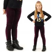 Legginsy - Legginsy dziewczęce Welurowe Elastyczne Spodnie Getry Welur Śliwkowe 122 - miniaturka - grafika 1