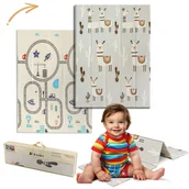 Maty piankowe - MATA PIANKOWA EDUKACYJNA SKŁADANA DLA DZIECI LAMY DROGA 150x200 CM - miniaturka - grafika 1