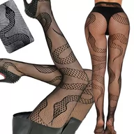 Rajstopy - RAJSTOPY WZÓR WĘŻE WĄŻ ELEGANCKIE MODNE WYGODNE WYTRZYMAŁE KABARETKI - miniaturka - grafika 1