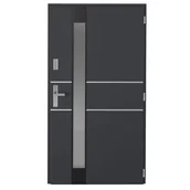 Drzwi zewnętrzne - Drzwi zewnętrzne aluminiowo stalowe wejściowe Titanium antracytowe 90 prawe Wiśniowski - miniaturka - grafika 1