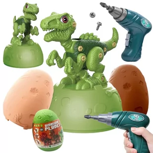 Zestaw Dinozaur Dino W Jajku Do Skręcania Śrubki Wkrętarka Jajo Układanka - Zabawki interaktywne dla dzieci - miniaturka - grafika 1