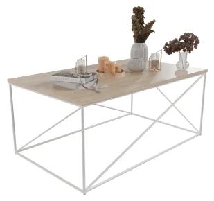 Nowoczesny stolik kawowy biały + dąb sonoma G2-D39 - Ławy i stoliki kawowe Nowoczesny stolik kawowy biały + dąb sonoma G2-D39 - Ławy i stoliki kawowe - miniaturka - grafika 1