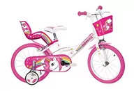 Rowery - Dinobikes Dziewczynki Rower Dziecięcy, Biały/Różowy, 16 Cali - miniaturka - grafika 1