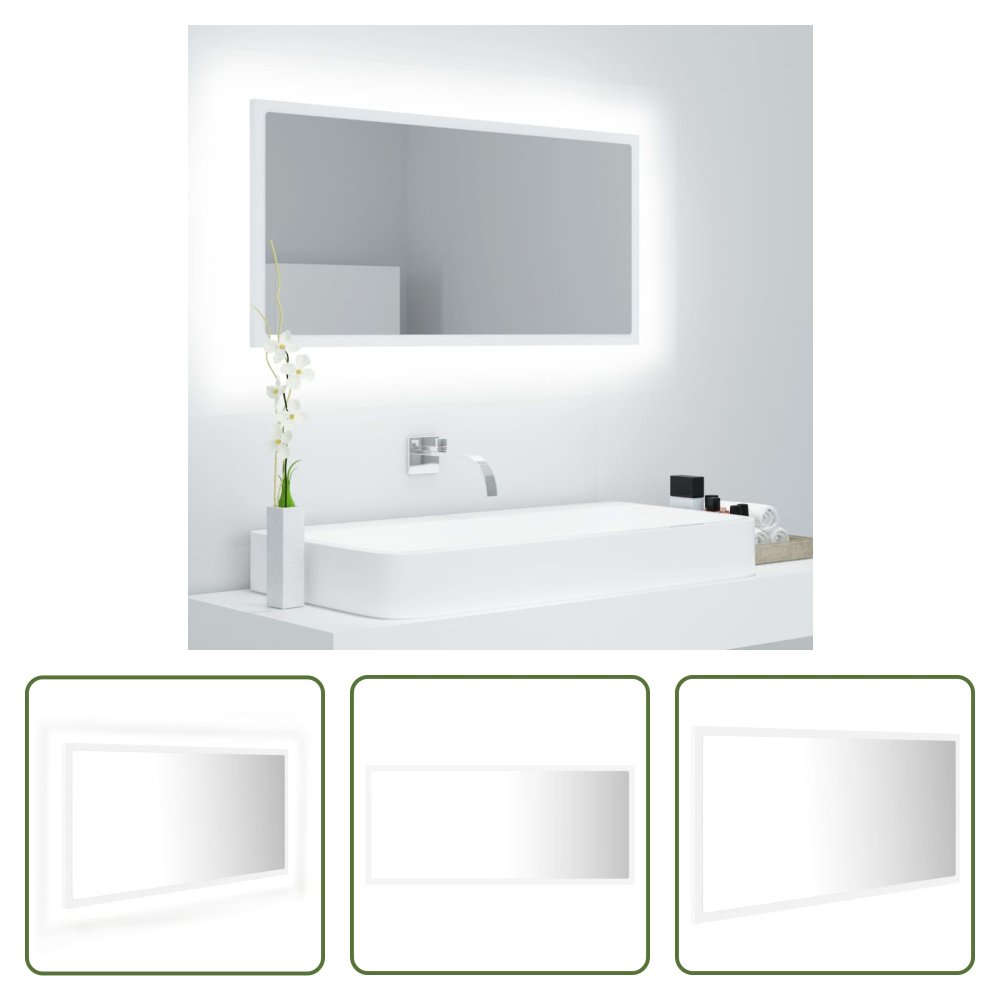 The Living Store Lustro łazienkowe LED białe 90x8,5x37 cm akrylowe