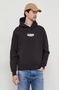 Calvin Klein bluza męska kolor czarny z kapturem z nadrukiem - Bluzy męskie - miniaturka - grafika 1