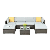 Meble ogrodowe - Zestaw Mebli Ogrodowych Komplet Technorattan PORTO Narożnik Stolik na Taras - miniaturka - grafika 1