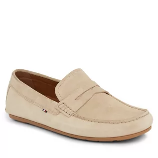 Półbuty męskie - Mokasyny Tommy Hilfiger Casual Hilfiger Suede Driver FM0FM04998 Beige AEG - grafika 1