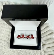 Spinki do mankietów i krawatów - SPINKI DO MANKIETÓW koszuli mankietu skuter czerwony - miniaturka - grafika 1