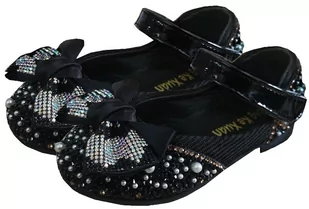 Błyszczące Balerinki Buciki Dziewczęce 19 Cm Czarne (31) - Buty dla dziewczynek - miniaturka - grafika 1