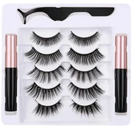 Sztuczne rzęsy i akcesoria - Aptel, Rzęsy Magnetyczne 5 Par + Pęseta + Eyeliner X 2 9x03mm Ag851a - miniaturka - grafika 1