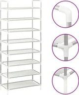 Szafki na buty - vidaXL Stojak na buty z 8 półkami metalowy i polarowy srebrny - Stojak na buty - Półki na buty - Szafka na buty - Organizer na buty - miniaturka - grafika 1