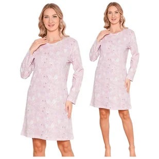 PIŻAMA DAMSKA BAWEŁNIANA MORELLA DŁUGI RĘKAW DŁUGIE SPODNIE ROZPINANA RÓŻOWA W KROPKI ELEGANCKA M - Piżamy damskie - miniaturka - grafika 1